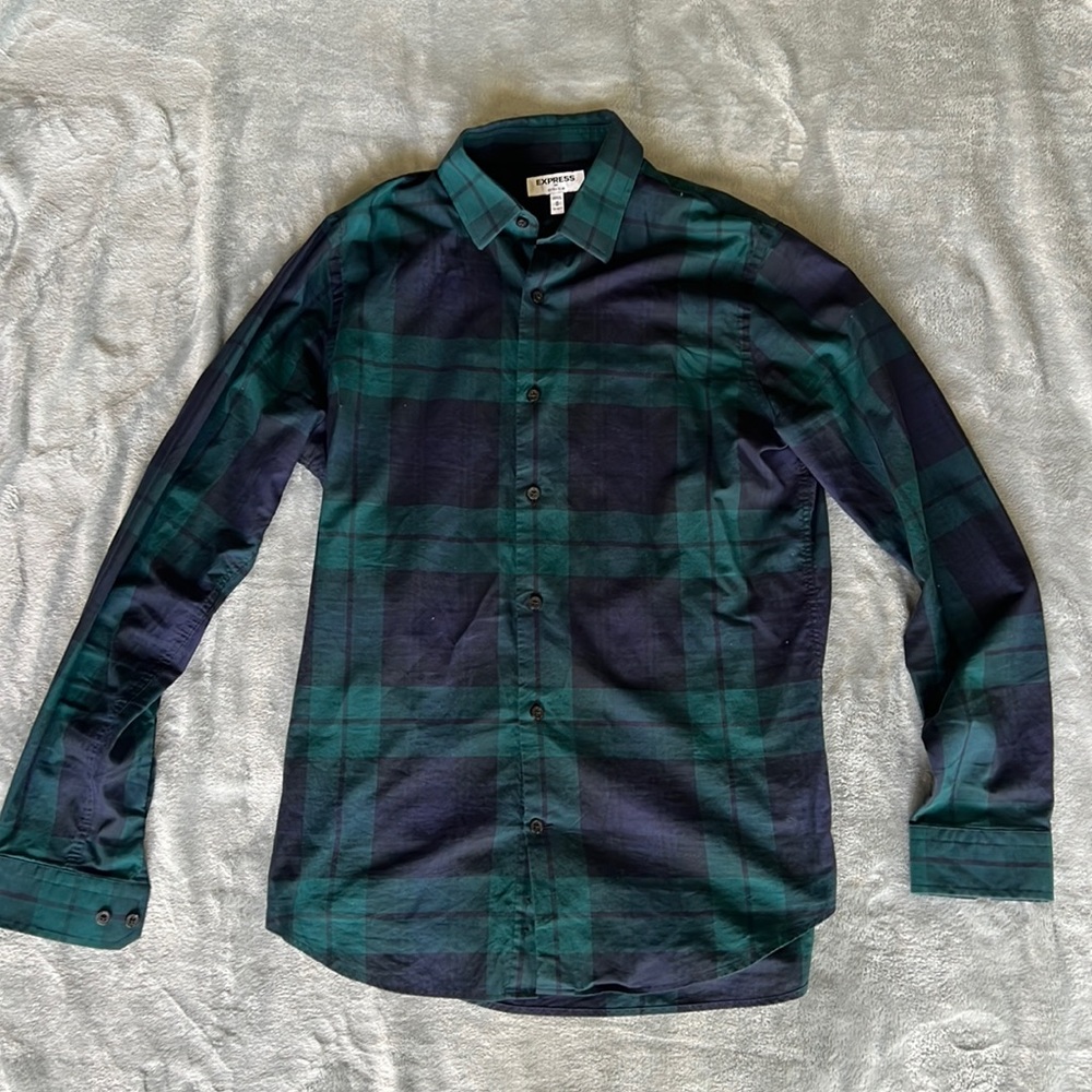 EXPRESS MEN Plaid Button Down Extra Slim Shirt - Size M